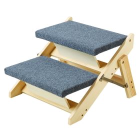 Wooden Pet Steps, Convertible 2-in-1 Dog Stairs and Ramp for Beds, Sofas, and Vehicles, Supports Small to Large Animals up to 110 lbs
