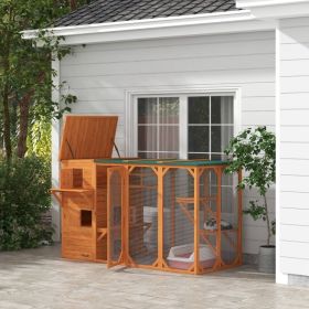Large Outdoor Cat House for 3 Kitties (Option: Orange-1210x810x180 mm)