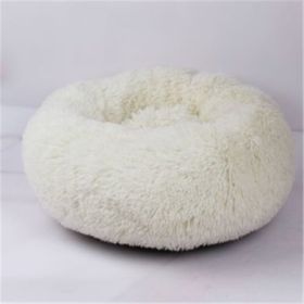 Round Long Hairy Autumn And Winter Nest Pad Cat Mattress (Option: White-40cm)