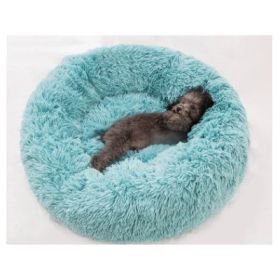 Round Long Hairy Autumn And Winter Nest Pad Cat Mattress (Option: Green-60cm)