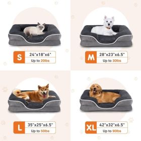 Memory Foam Pet Bed For Small Dogs & Cats With Washable Removable Cover Non-Slip Base Waterproof Liner (Option: Grey XL)