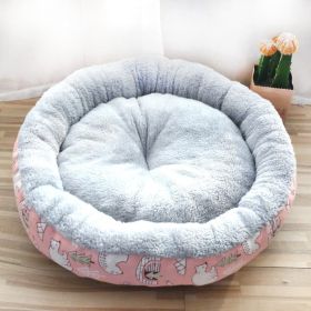 Dog And Cat Litter Padded With Round Cotton (Option: Pink-L)