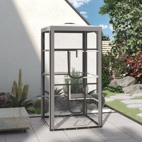 H Cat House Kitten Enclosure Playpen Frame with 3 Platforms (Option: Grey, White and Black-1050x550x110 mm)