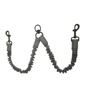 Pet Dog Double Leashes - No Tangle Dog Leash Coupler; Comfortable Shock Absorbing Reflective Bungee Lead for Nighttime Safety; Dual Dog Training (Specification (L * W): 2.5*50cm, colour: Black)