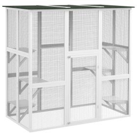 Outdoor Cat House Big Catio Wooden Feral Cat Shelter Enclosure with Large Spacious Interior, 6 High Ledges, Weather Protection Asphalt Roof, 71" (Option: White-1400x670x155 mm)